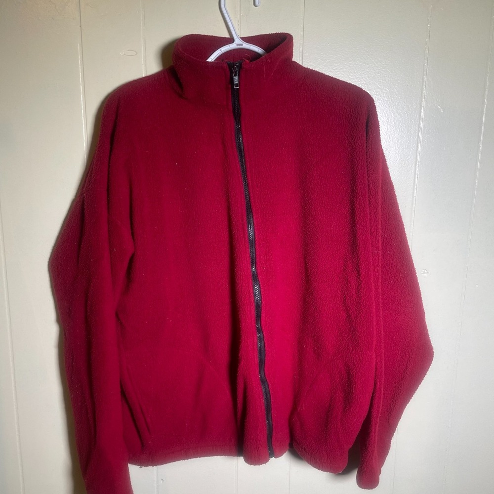 Black Mountain Apparel Mens Red Polar Fleece Full Zip Mock Neck Jacket XL USA